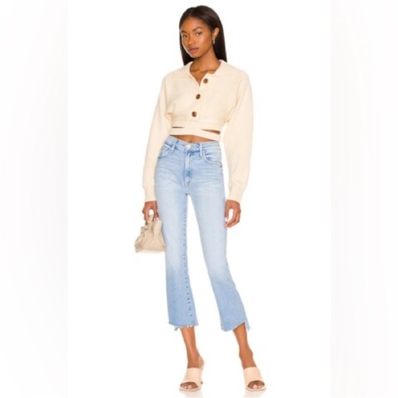 MOTHER Denim - MOTHER Insider Crop Step Fray Denim Jeans High Rise Waist Raw Ankle Hem Size 29